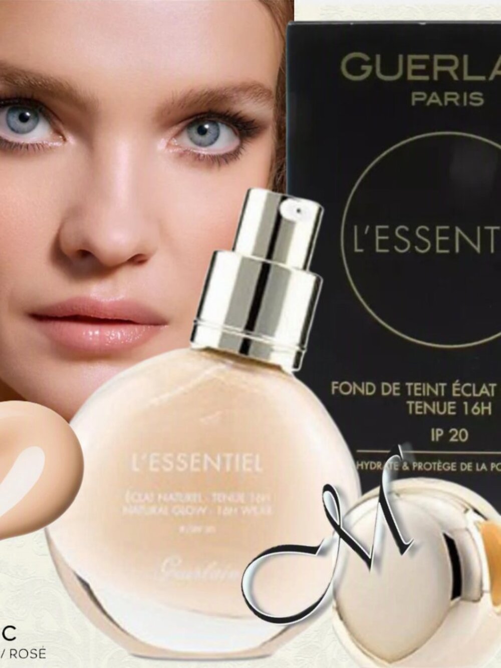 Guerlain L'essentiel Natural Glow Foundation 16H Wear SPF20* ~ 00C Rose NIB 1oz
